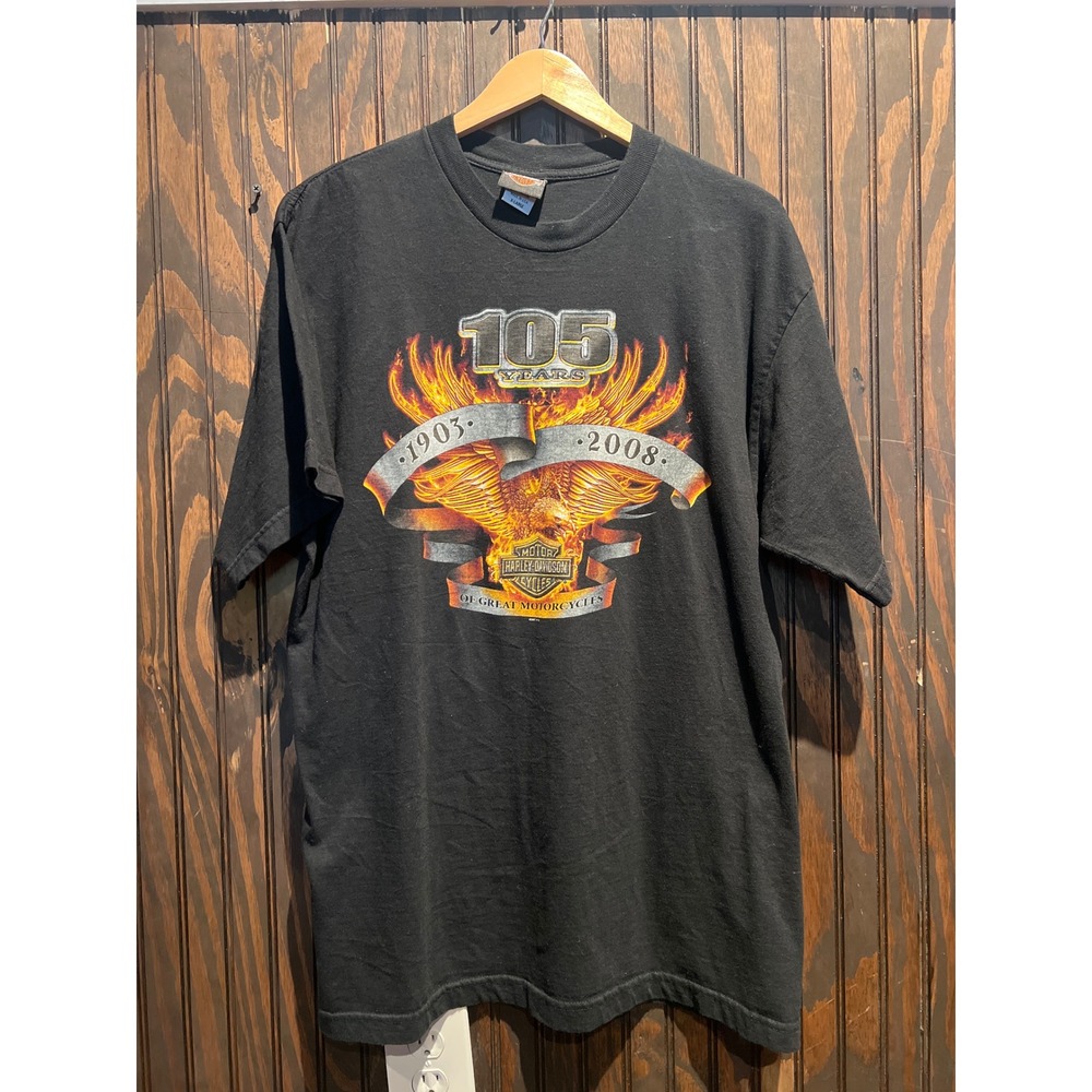 Harley-Davidson 105th Anniversary T-Shirt Black Eagle Graphic Mens XL 2008 IL